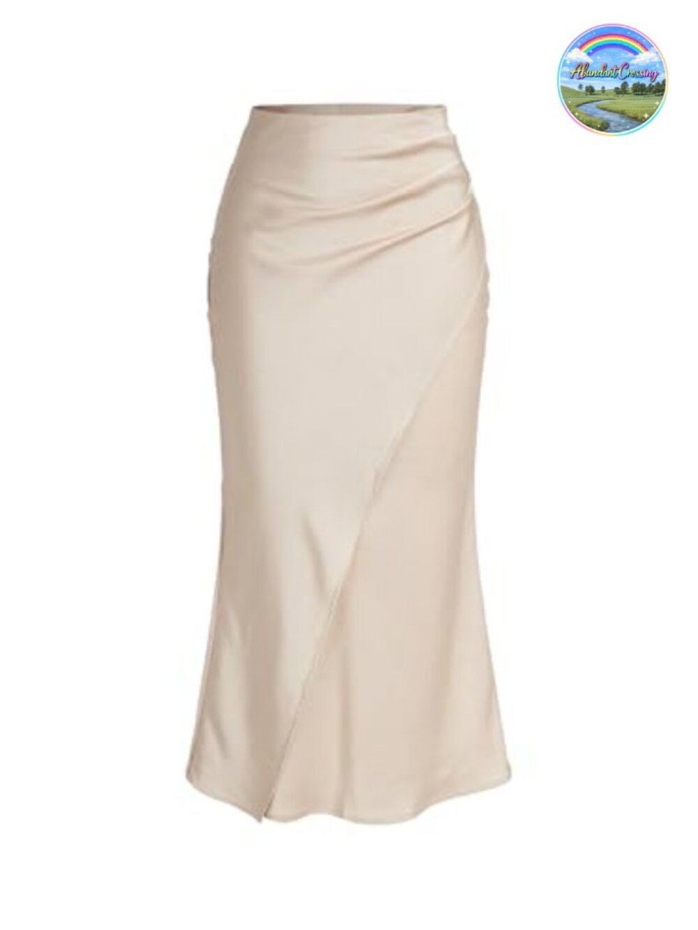 Satin Maxi Skirt Wrap Ruched Fishtail Hem High Rise Slim Fit